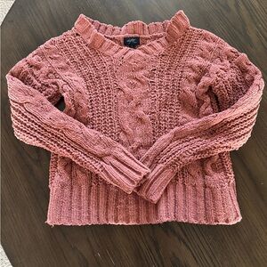 Daytrip V-Neck Cable Knit Sweater in Rose